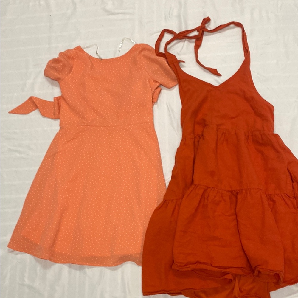 Orange and Red Sleeveless Backless Sundress